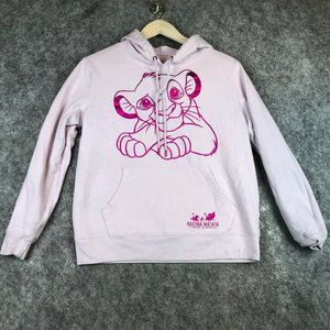Lion King Hoodie L 11 13 Womens Juniors Pink Metallic Simba Hakuna Matata Pocket